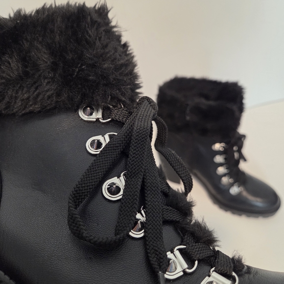 G By Guess Black Lace Up And Zip Stacked Heel Boots Studded Size 7.5 M - Picture 8 of 16